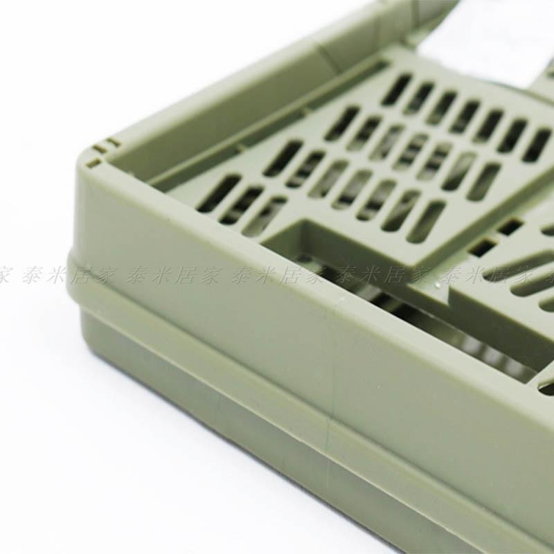 🇹🇼台灣現貨🇹🇼工業風摺疊收納籃 手把設計 軍綠色 露營籃 收納 收納箱 收納盒 塑膠籃 手提 摺疊 工業風 籃子 露營-細節圖4