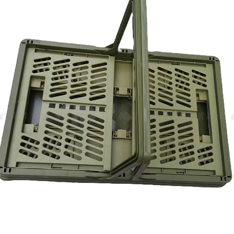 🇹🇼台灣現貨🇹🇼工業風摺疊收納籃 手把設計 軍綠色 露營籃 收納 收納箱 收納盒 塑膠籃 手提 摺疊 工業風 籃子 露營-細節圖5