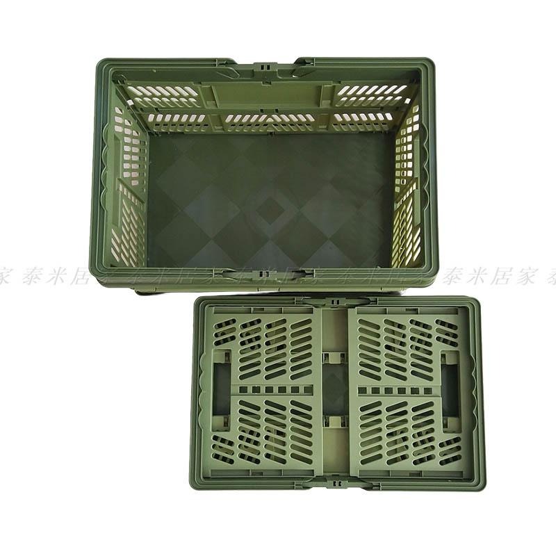 🇹🇼台灣現貨🇹🇼工業風摺疊收納籃 手把設計 軍綠色 露營籃 收納 收納箱 收納盒 塑膠籃 手提 摺疊 工業風 籃子 露營-細節圖8