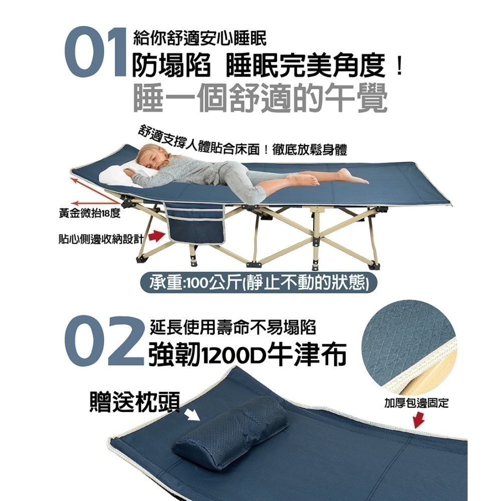 加固單人行軍折疊床/午休床/簡易床/午憩/睡椅/躺椅/行軍床-細節圖3