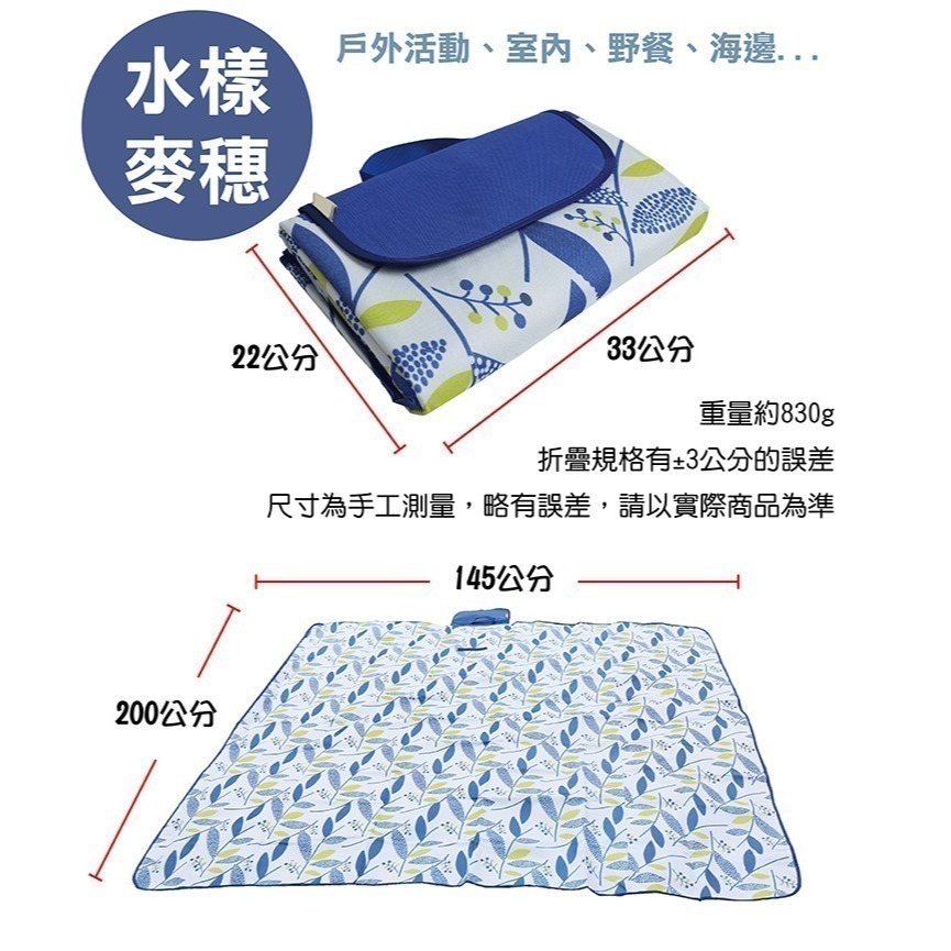 145X200公分野餐墊 加大加厚防水 牛津布野餐墊 沙灘墊 地墊 鋪墊-細節圖2