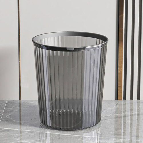 無印風壓圈透明垃圾桶-透明灰 客廳 廚房 浴室 垃圾筒 防水垃圾桶 加厚壓克力 圓形