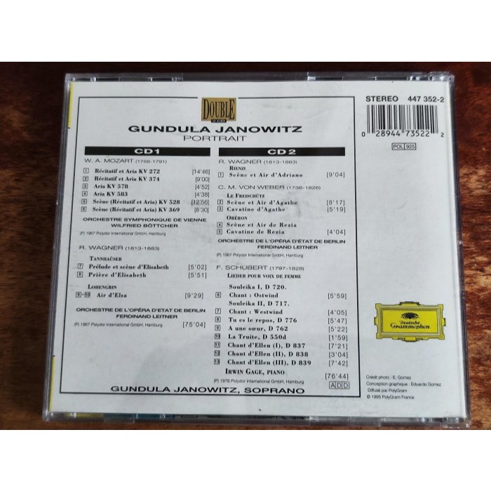 文本齋 Gundula Janowitz 雅諾薇茲 Mozart Weber Wagner Schubert 2CD-細節圖2