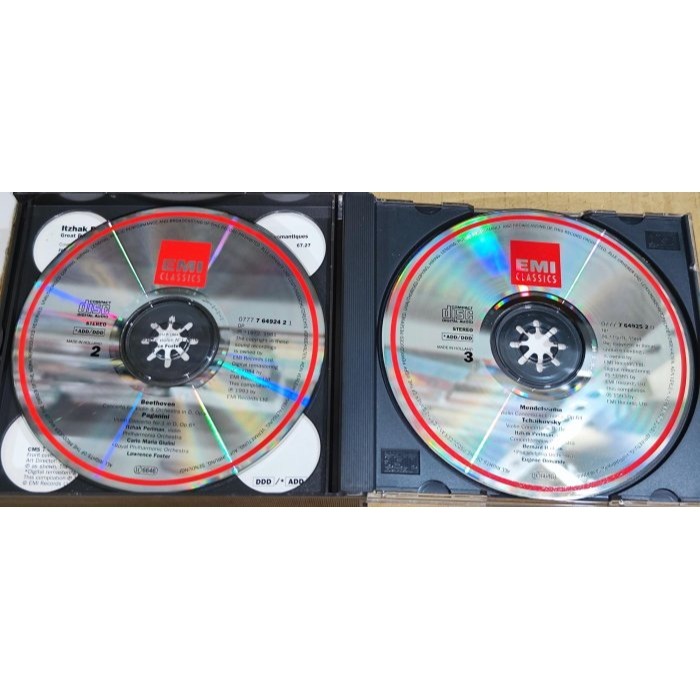 Perlman 帕爾曼 貝多芬 布拉姆斯 柴可夫斯基 孟德爾頌 帕格尼尼1號 小提琴協奏曲 3CD EMI 無IFPI-細節圖4