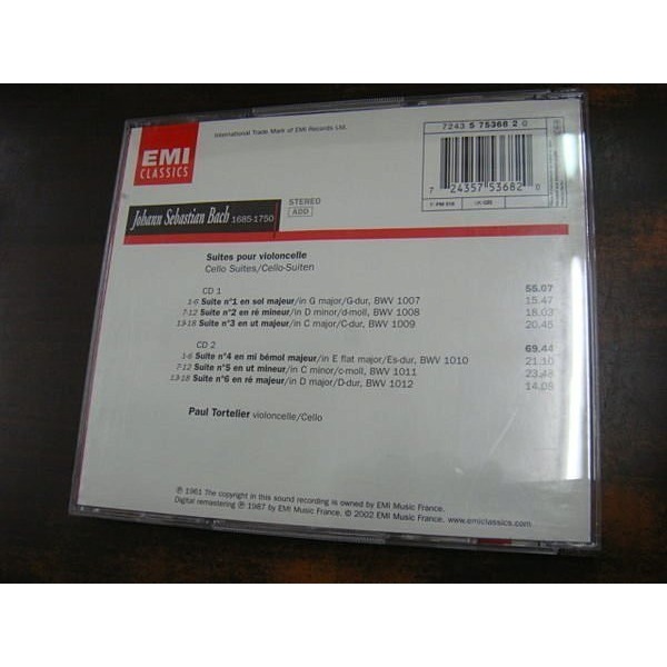 好音悅 Tortelier 托特里耶 Bach Cello Suites 巴哈 無伴奏大提琴 2CD EMI-細節圖2