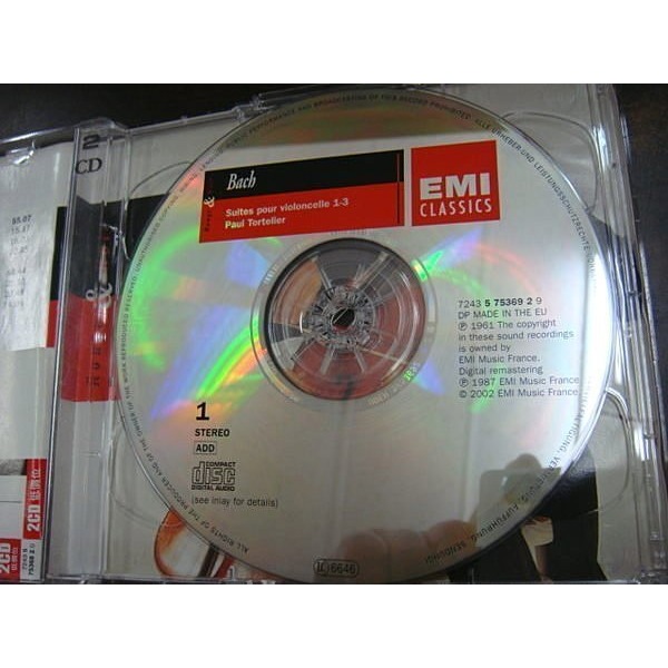 好音悅 Tortelier 托特里耶 Bach Cello Suites 巴哈 無伴奏大提琴 2CD EMI-細節圖3