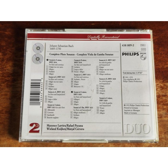 Bach Flute Sonatas Viola Da Gamba Sonatas 2CD Philip-細節圖2