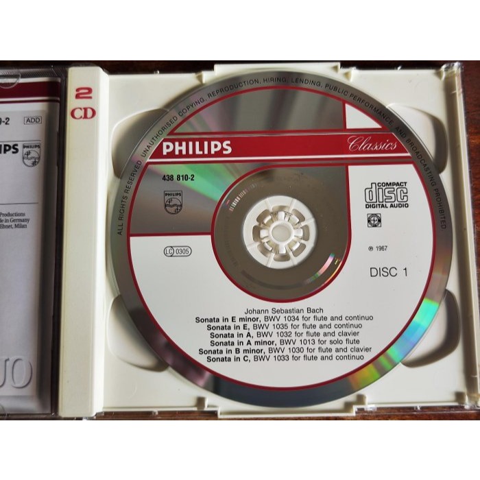 Bach Flute Sonatas Viola Da Gamba Sonatas 2CD Philip-細節圖3