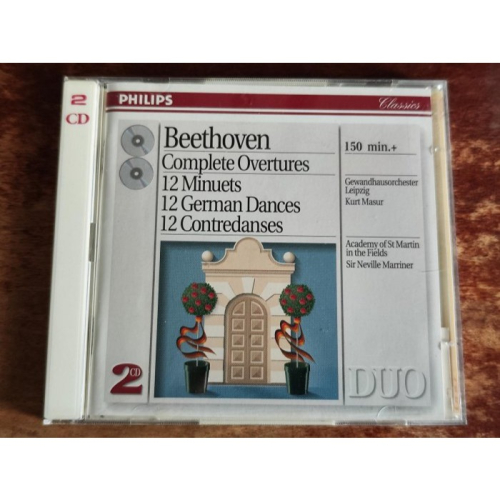 文本齋 Kurt Masur 馬舒 Beethoven 貝多芬 序曲全輯 12首德國舞曲 馬利納 2CD Philips