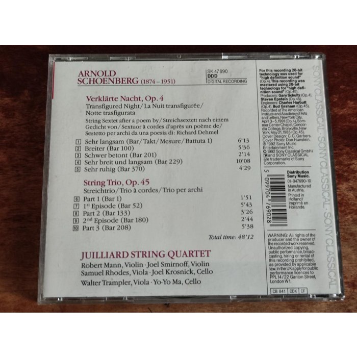 文本齋 茱麗亞弦樂四重奏 馬友友 Trampler Schoenberg 荀白克 昇華之夜 弦樂三重奏 SONY-細節圖2