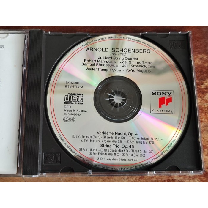 文本齋 茱麗亞弦樂四重奏 馬友友 Trampler Schoenberg 荀白克 昇華之夜 弦樂三重奏 SONY-細節圖3