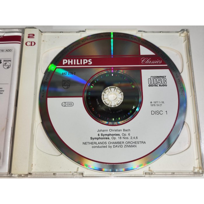 文本齋 David Zinman J.C.Bach Sinfonias 荷蘭室內樂團 2CD Philips-細節圖3