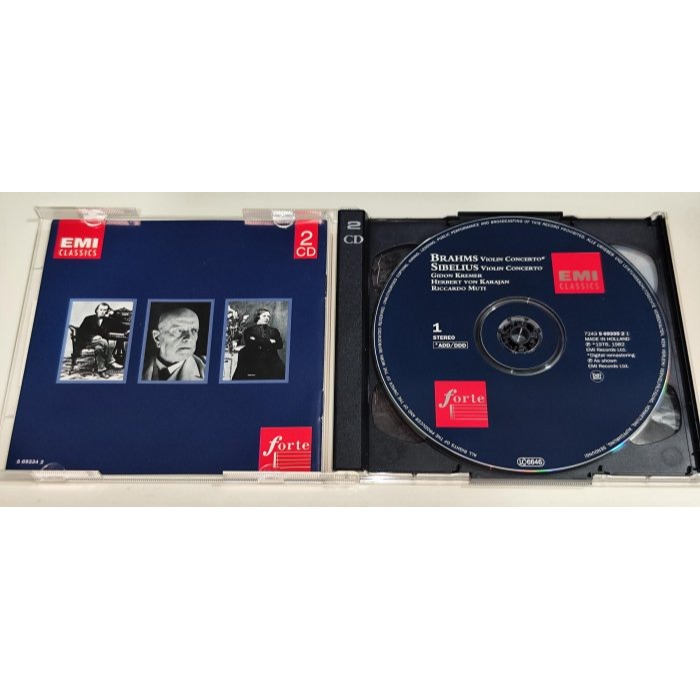好音悅 Kremer Karajan Muti 布拉姆斯 西貝流士 舒曼 小提琴協奏曲 等 2CD EMI-細節圖3