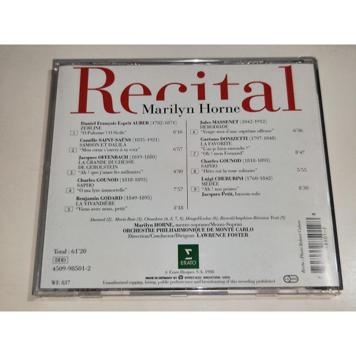 Marilyn Horne Recital Donizetti Gounod Offenbach Foster Erat-細節圖2