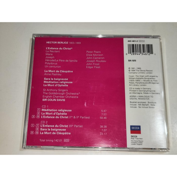 文本齋 Pears Morison Sir Colin Davis Berlioz 白遼士 基督的童年 2CD DECC-細節圖2