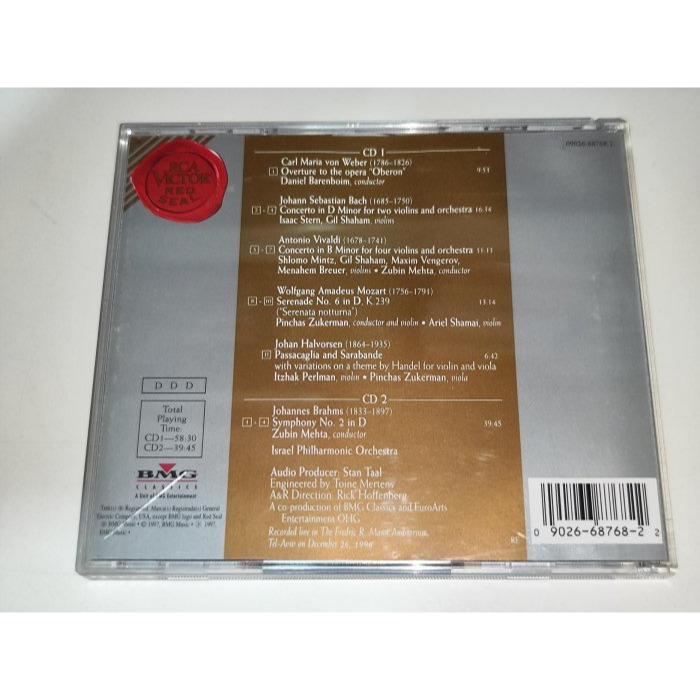 文本齋 以色列愛樂 60周年 慶祝音樂會 巴倫波因 祖賓梅塔 史坦 帕爾曼 祖克曼 明茲 夏漢 凡格洛夫 2CD RCA-細節圖2