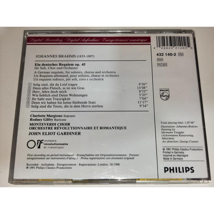 文本齋 Gardiner 賈第納 Brahms 布拉姆斯 德意志安魂曲 革命與浪漫管弦樂團 Philips-細節圖2