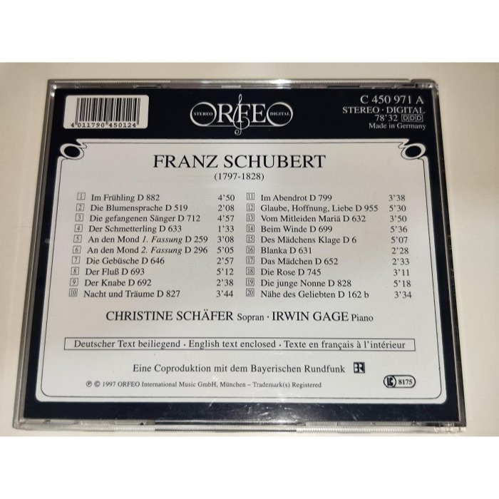 文本齋 Christine Schäfer Irwin Gage Schubert Lieder ORFEO-細節圖2