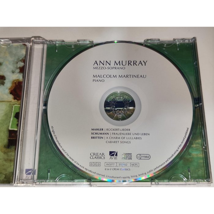 文本齋 Ann Murray Martineau Schumann Mahler Britten 藝術歌曲集 Avie-細節圖3