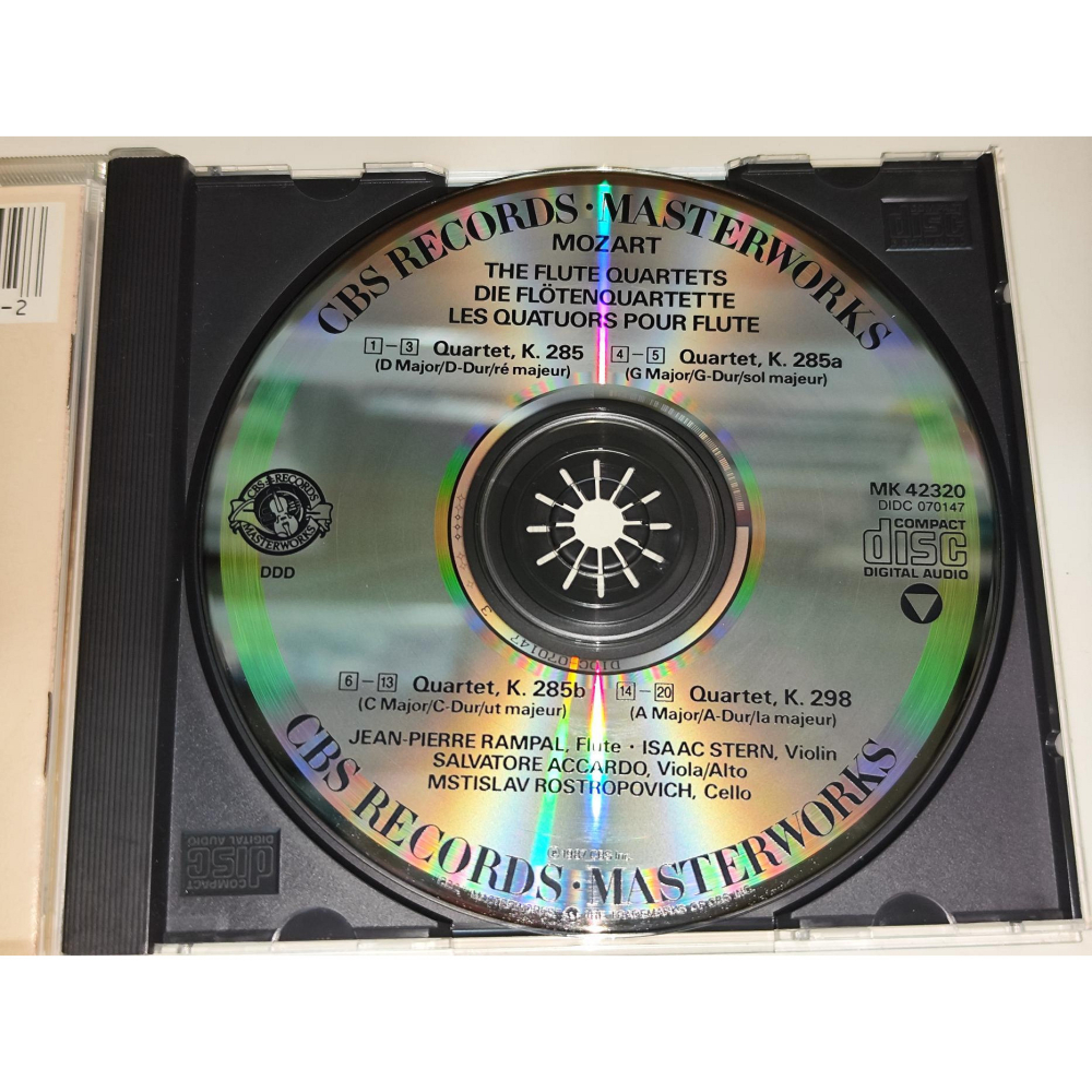 Rampal Stern Accardo Rostropovich Mozart 莫札特 長笛四重奏 CBS 無IFPI-細節圖3