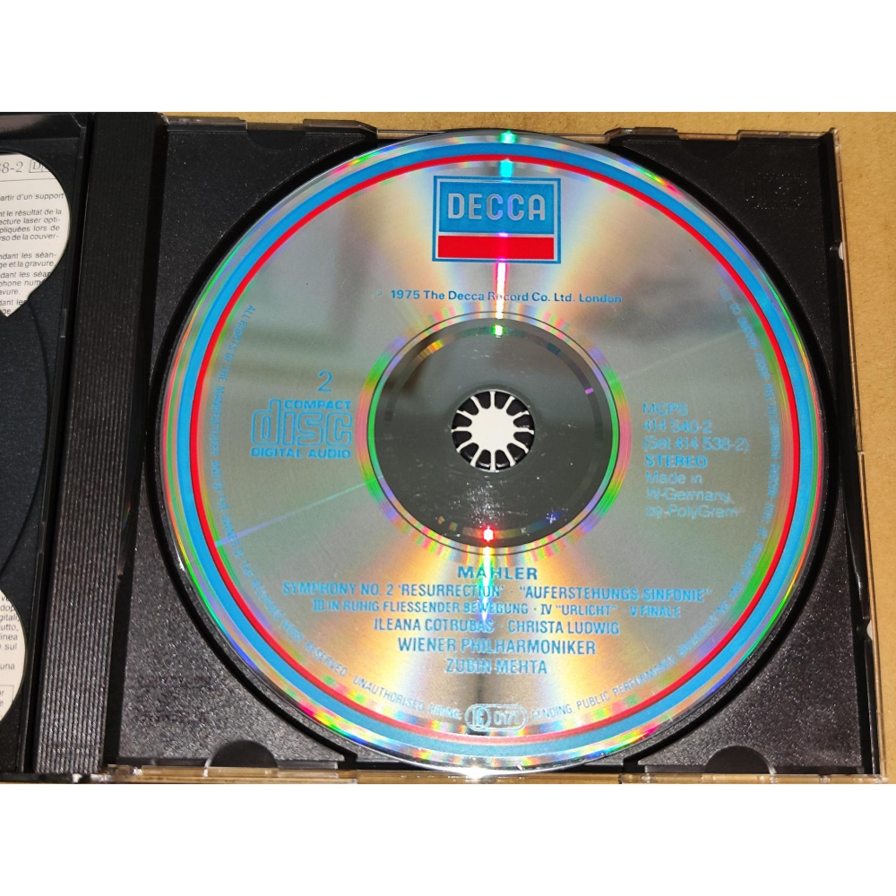 全銀圈 Mehta 梅塔 Cotrubas Ludwig Mahler 馬勒 第2號交響曲 復活 維也納愛樂 2CD D-細節圖4