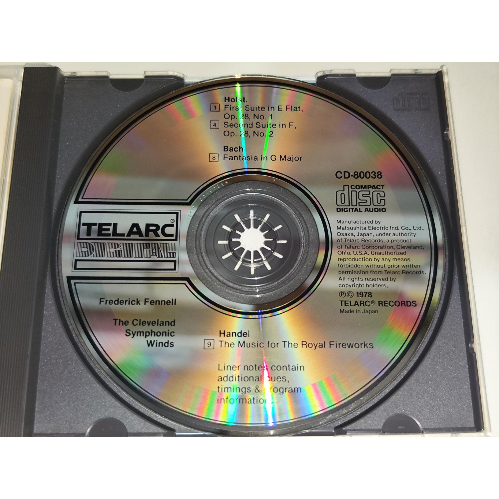Telarc 日版 Fennell 芬奈爾 霍爾斯特 第1&2號組曲 韓德爾 皇家煙火 巴哈 G大調幻想曲 無IFPI-細節圖3
