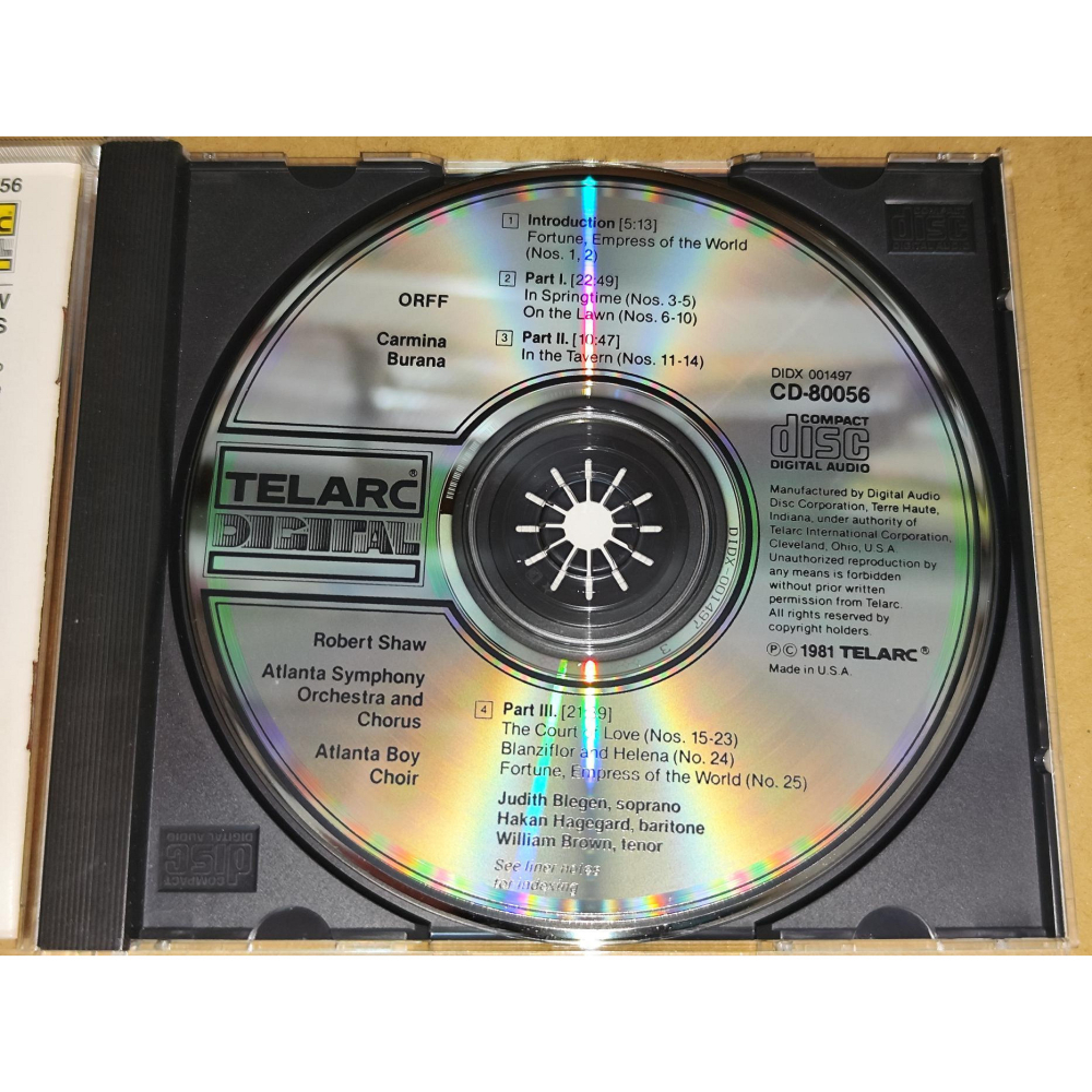 Robert Shaw 羅伯蕭 Carl Orff 卡爾·奧福 Carmina Burana 布蘭詩歌 Telarc U-細節圖3