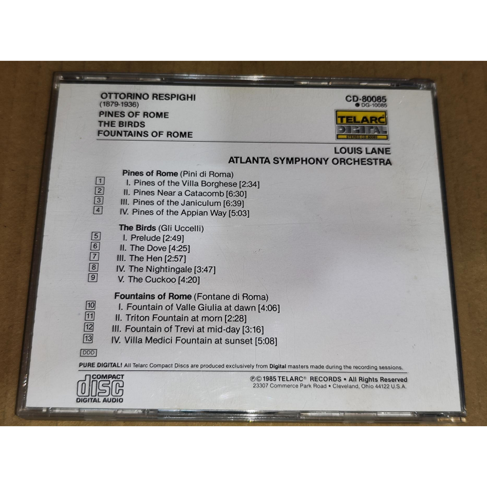 Telarc 日版 Louis Lane Respighi 雷史畢基 羅馬之松 鳥 羅馬之泉 亞特蘭大交響 無IFPI-細節圖2