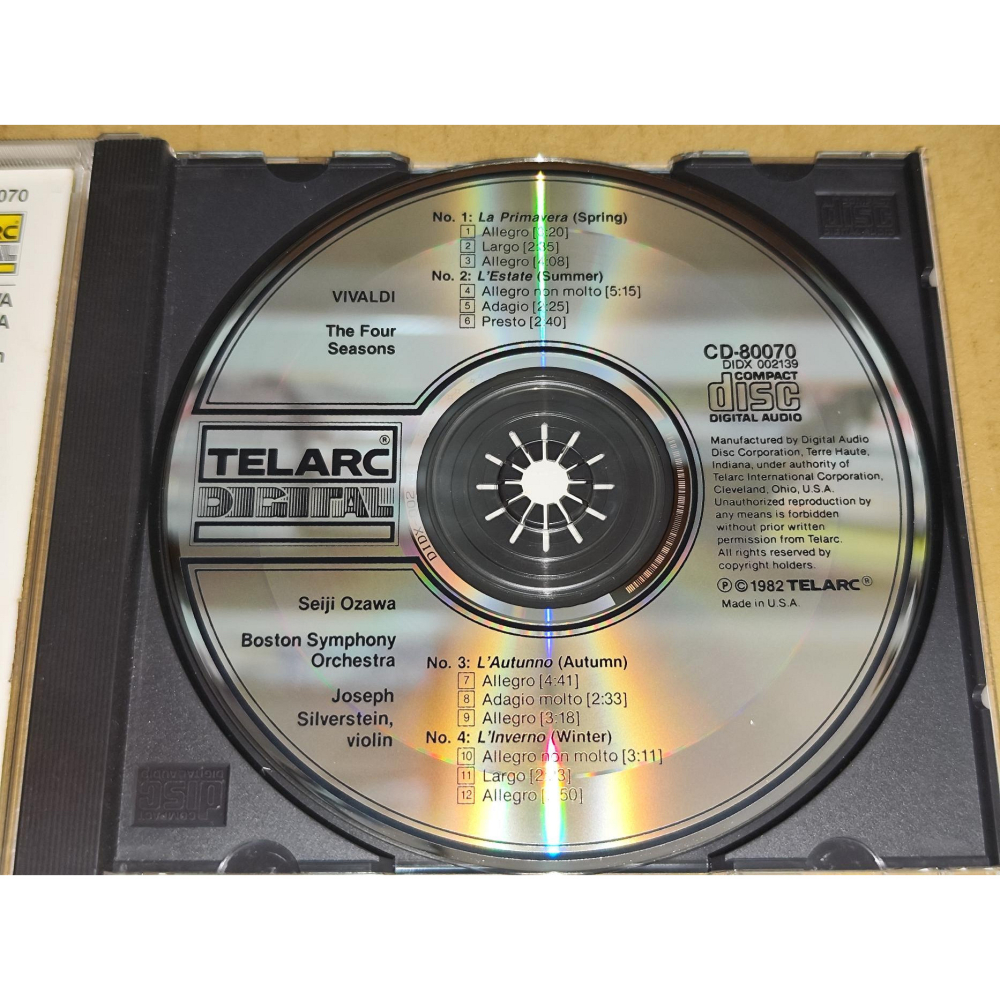 小澤征爾 Joseph Silverstein Vivaldi 維瓦第 四季 小提琴協奏曲 波士頓交響 Telarc U-細節圖3