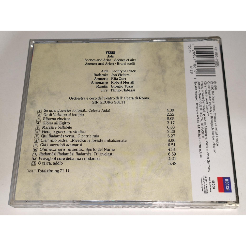 Solti 蕭提 Price Vickers Merrill Verdi 威爾第 Aida 阿依達 選粹 DECCA-細節圖2