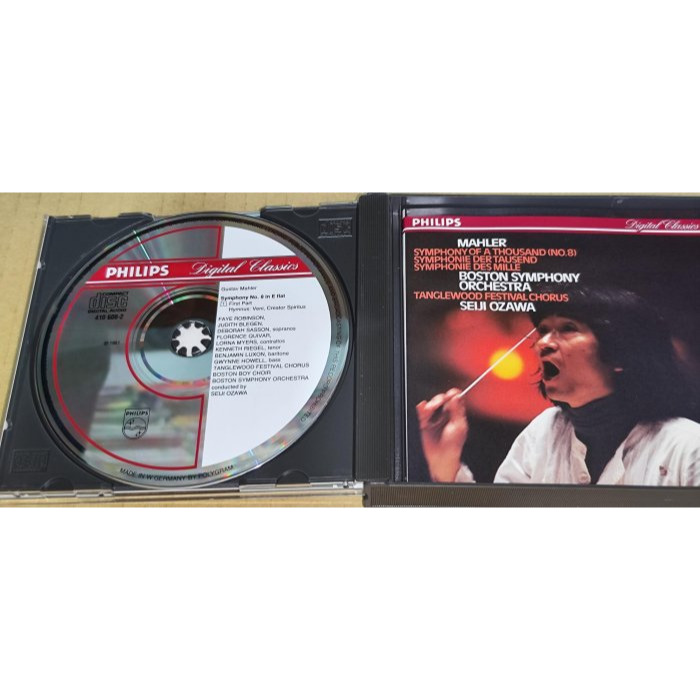 全銀圈 小澤征爾 Mahler 馬勒 第8號交響曲 千人 波士頓交響 2CD Philips 西德無字01版 無IFPI-細節圖3