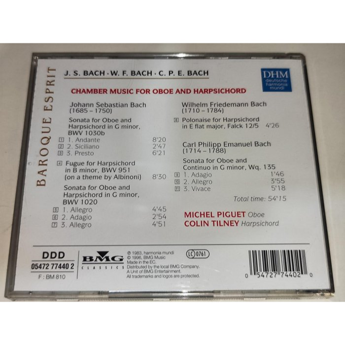 Michel Piguet Colin Tilney Bach 家族 Chamber Music For Oboe An-細節圖2