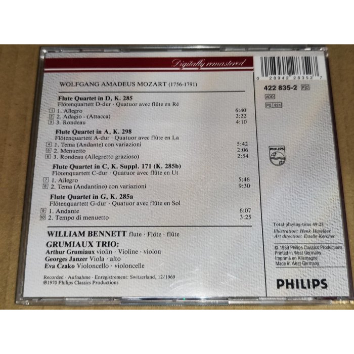全銀圈 Grumiaux Trio 葛羅米歐三重奏 Bennett Mozart Flute Quartets Phil-細節圖2