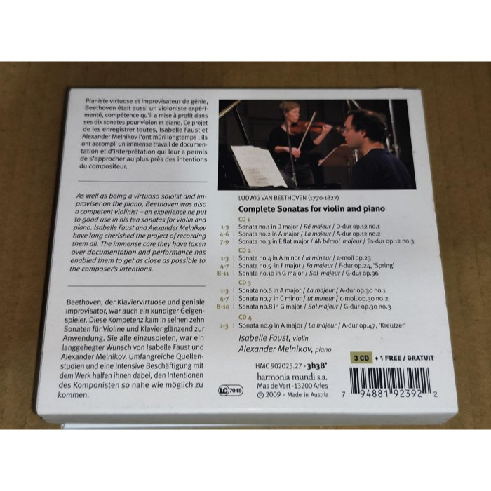 Isabelle Faust Alexander Melnikov 貝多芬 小提琴奏鳴曲全集 4CD Harmonia-細節圖2