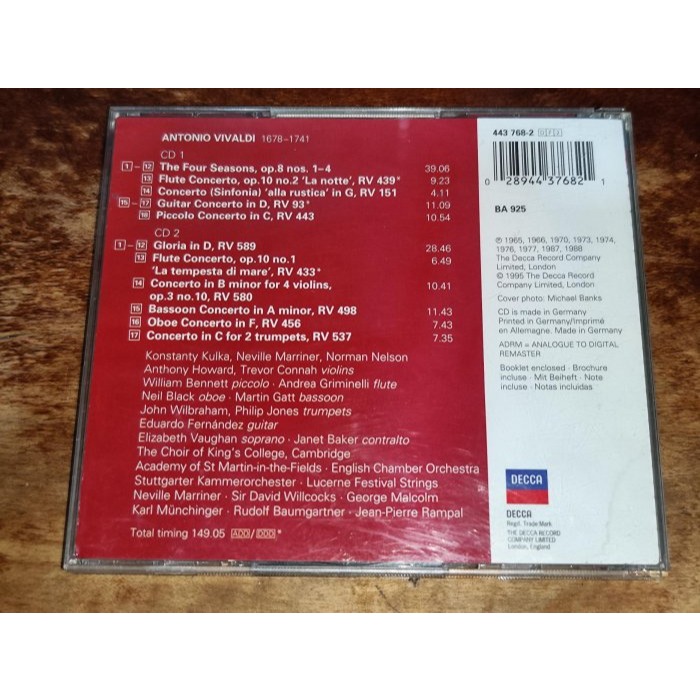 文本齋 The Essential Vivaldi 韋瓦第精華名作 四季 等 Marriner 等 2CD DECCA-細節圖2