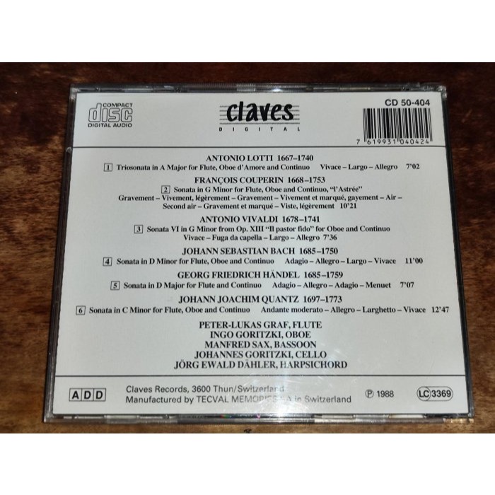 Peter-Lukas Graf Lotti Couperin Vivaldi Bach Händel Quantz C-細節圖2