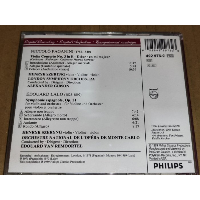 好音悅 全銀圈 Szeryng 謝霖 帕格尼尼 第三號小提琴協奏曲 拉羅 西班牙交響曲 USA美01版 無IFPI-細節圖2