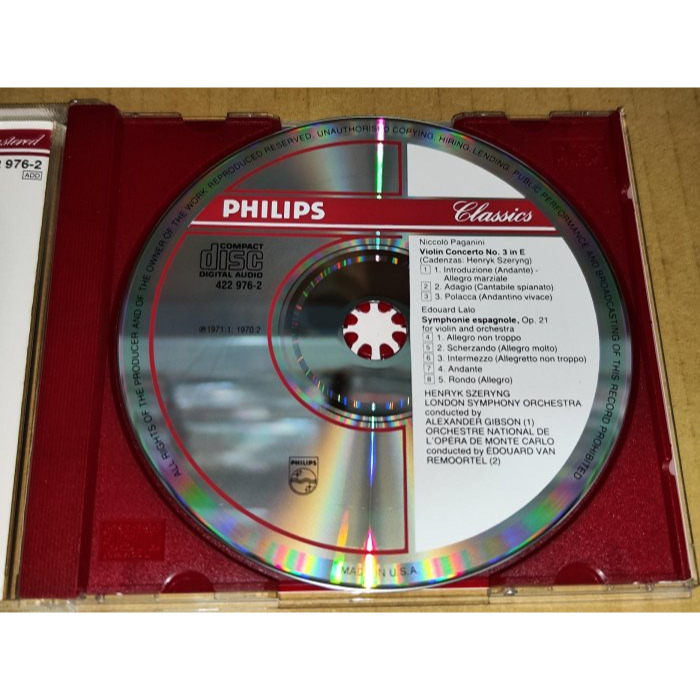 好音悅 全銀圈 Szeryng 謝霖 帕格尼尼 第三號小提琴協奏曲 拉羅 西班牙交響曲 USA美01版 無IFPI-細節圖3