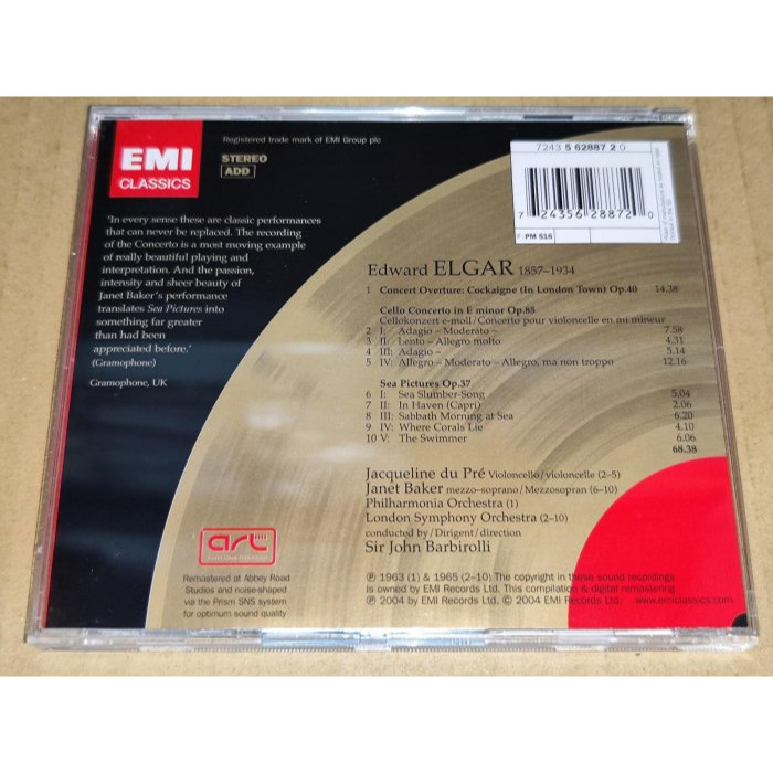 好音悅 Du Pré 杜普蕾 Barbirolli 巴比羅里 珍娜‧貝克 Elgar 艾爾加 大提琴協奏曲 海景 EMI-細節圖2