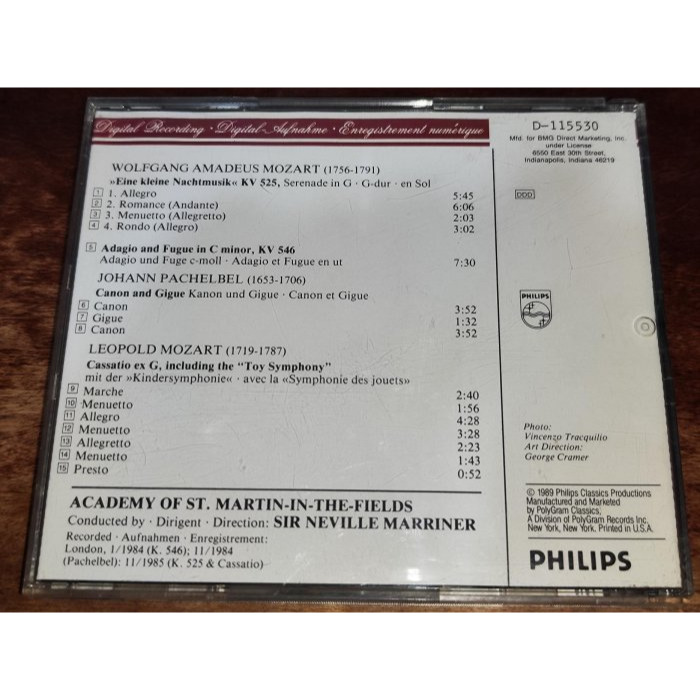 文本齋 Marriner 馬利納 Mozart 莫札特小夜曲 玩具交響曲 帕海貝爾 卡農 聖馬丁學院管弦 Philips-細節圖2