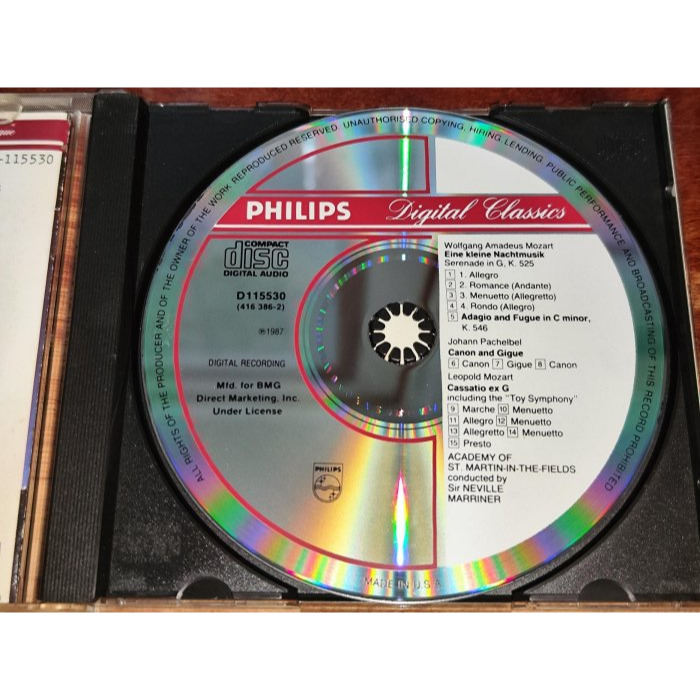 文本齋 Marriner 馬利納 Mozart 莫札特小夜曲 玩具交響曲 帕海貝爾 卡農 聖馬丁學院管弦 Philips-細節圖3