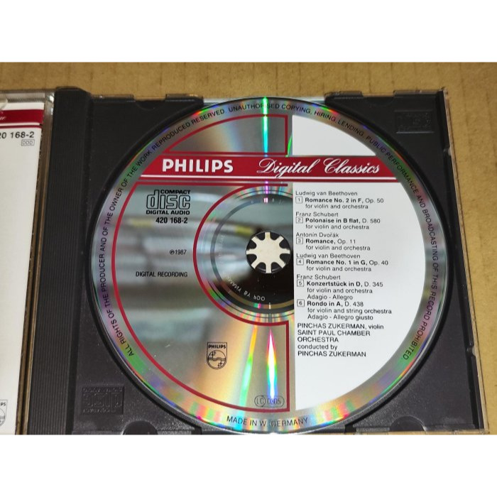 Zukerman 祖克曼 貝多芬 德弗札克 小提琴浪漫曲 舒伯特 聖保羅室內樂團 Philips 西德PDO01版 無I-細節圖3