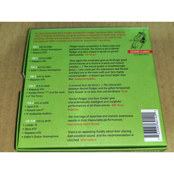 好音悅 Rachel Podger Gary Cooper Mozart 莫札特 小提琴奏鳴曲集 8CD Channel-細節圖2