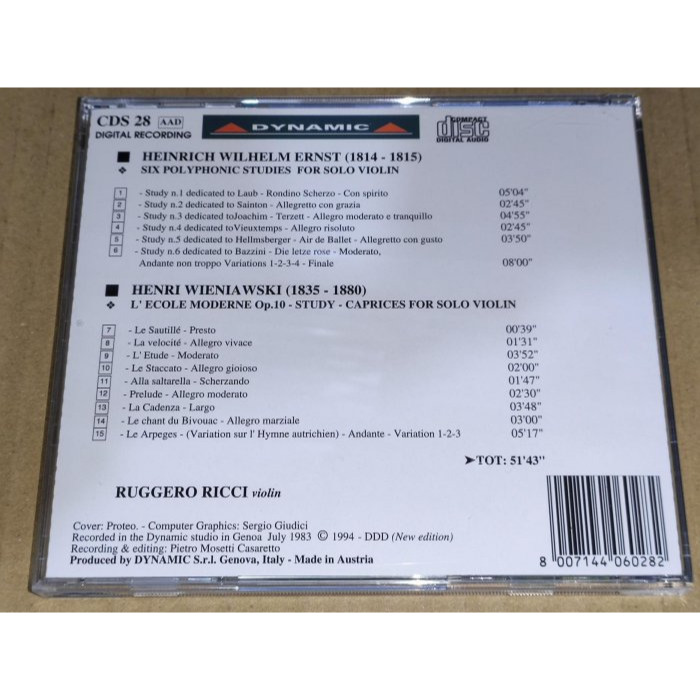 好音悅 Ricci 黎奇 Ernst 六首複音練習曲 Wieniawski 九首隨想練習曲 Dynamic-細節圖2