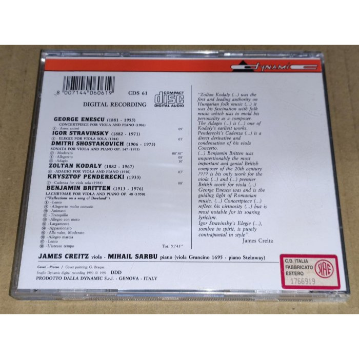 James Creitz Mihail Sarbu Enescu Stravinsky Shostakovich Kod-細節圖2