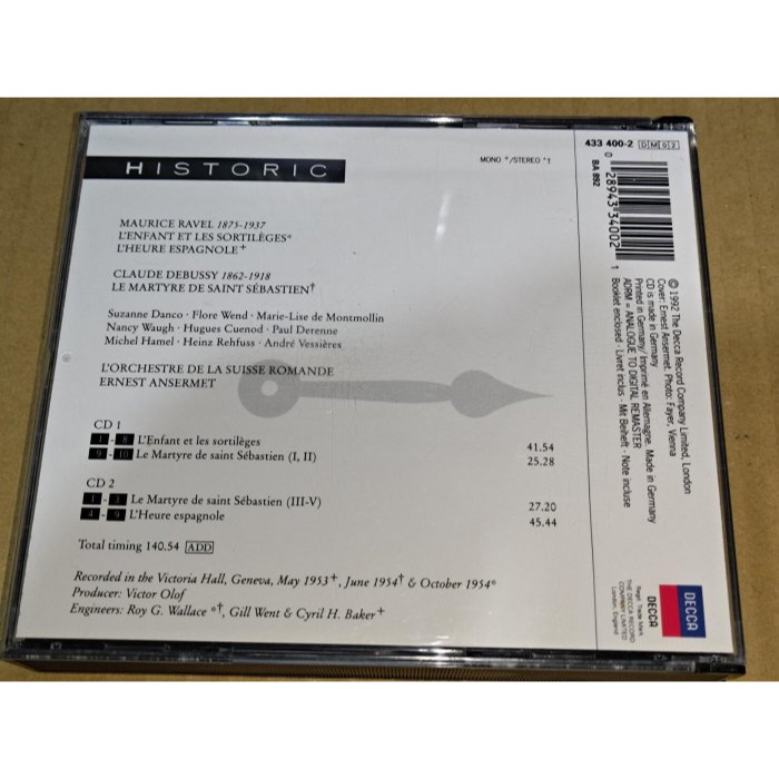 全銀圈 Ansermet 安塞美 拉威爾 兒童與魔法 西班牙時光 德布西 聖塞巴斯蒂安的殉教 瑞士羅曼德管弦 DECCA-細節圖2