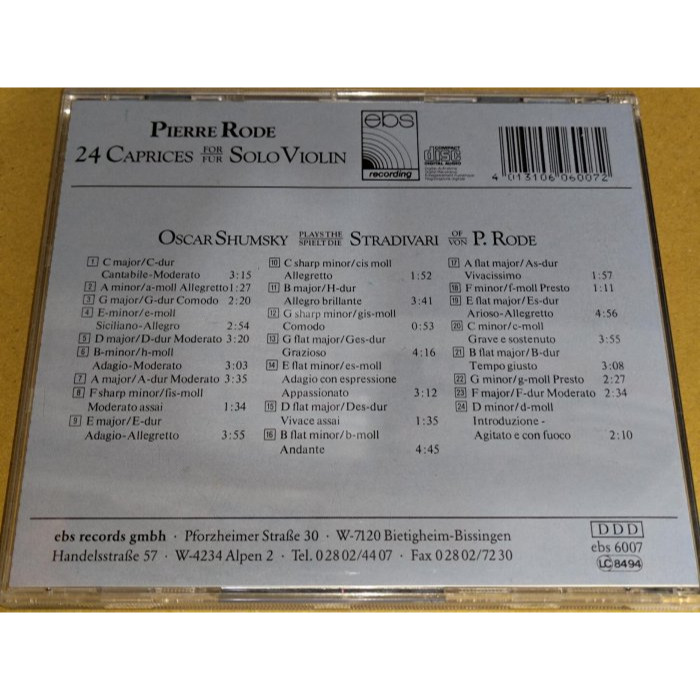 Stradivari Oscar Shumsky Rode 24首小提琴隨想曲 Ebs Sonopress 德版 無IF-細節圖2