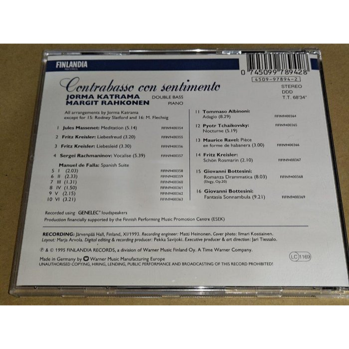 Jorma Katrama Margit Rahkonen Contrabasso Con Sentimento Fin-細節圖2