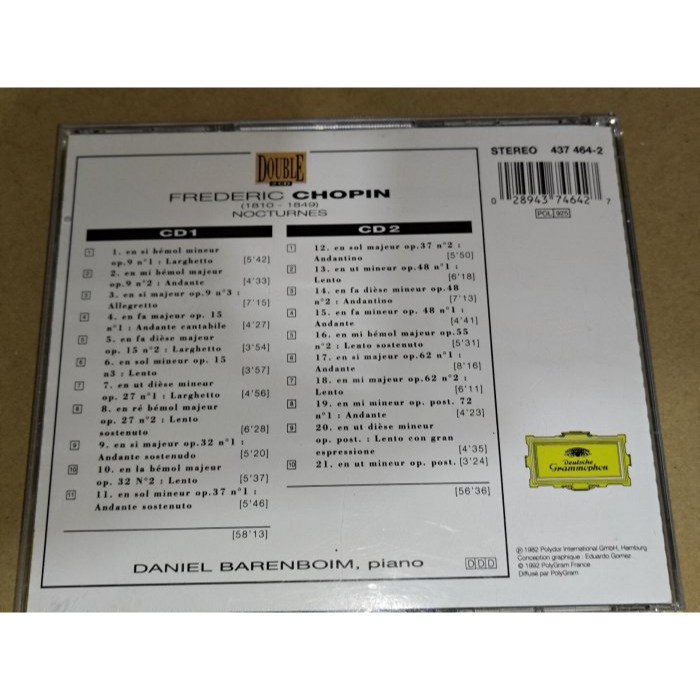 好音悅 Barenboim 巴倫波因 Chopin 蕭邦 Nocturnes 夜曲 2CD DG 法版-細節圖2