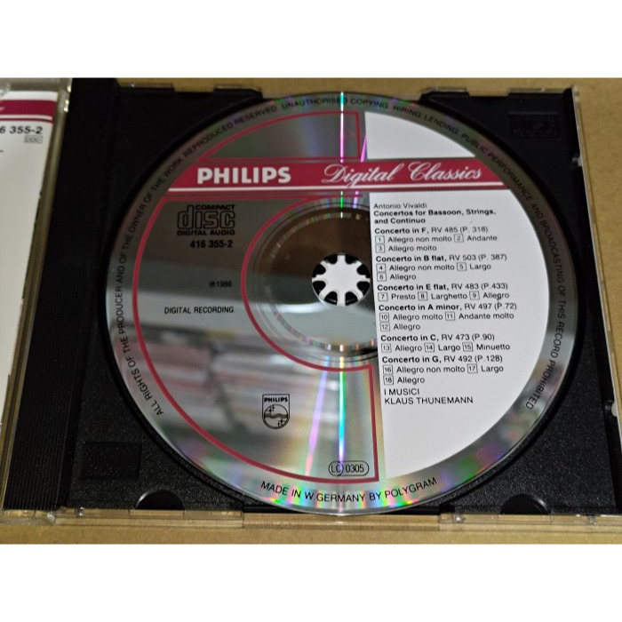 好音悅 全銀圈 I Musici Thunemann Vivaldi 韋瓦第 巴松管 協奏曲 Philips 德版 無I-細節圖3